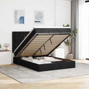 vidaXL Estrutura de cama otomana com colchão 140x200 cm tecido preto