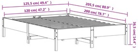 Cama sem colchão 120x200 cm madeira pinho maciça castanho-mel