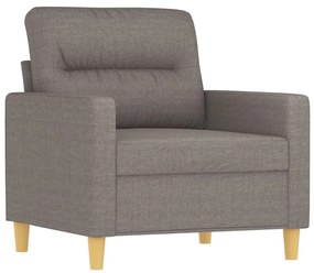 4 pcs conjunto de sofás com almofadões tecido cinza-acastanhado