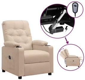 vidaXL Poltrona reclinável elétrica tecido cor creme