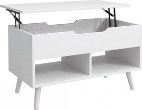 HOMCOM Mesa de Centro com Tampo Elevatório e Espaço Oculto, 75 cm Branco Punzonado | Aosom Portugal