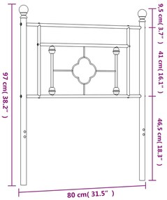 Cabeceira de cama 75 cm metal preto