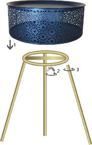 MESA DE CENTRO Ø 40X65 CM DOURADA E PRETA