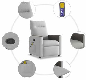 Cadeira de massagem reclinável tecido cinzento