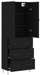 Armário alto 69,5x34x180 cm derivados de madeira preto