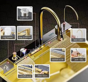 Lava-Loiça Multifuncional com Queda de Água e Display Digital – Modelo