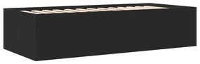 Sofá-cama com gavetas sem colchão 90x190 cm preto