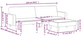 Sofá-cama 2 lugares c/ apoio de pés veludo cinzento-escuro