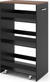 Carrinho Cozinha 47,5 x 30 x 80,5 cm de armazenamento estreito de 4 níveis com rodas e grades Preto e castanho