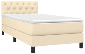 Cama box spring c/ colchão e LED 80x200 cm tecido cor creme