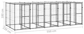 Canil de exterior com telhado 12,1 m² aço