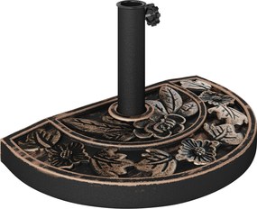 Outsunny Base Guarda-sol Resina Semicircular Suporte Estável Mastros Diferentes 9kg Compacta 50x31x32cm Cor Bronze | Aosom Portugal