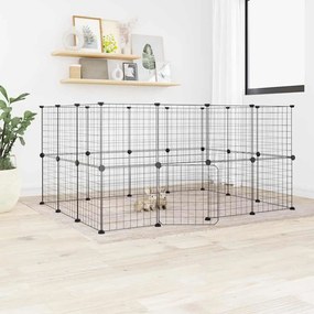 Gaiola p/ animais de 28 painéis c/ porta 35x35 cm aço preto