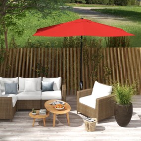 Guarda-sol retangular inclinável de 2 x 3 m com manivela, lona de poliéster impermeável de alta densidade (180 g/m²), vermelho