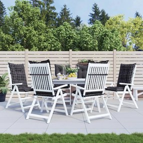 vidaXL Almofadões cadeiras altas de jardim 6pcs tecido xadrez preto