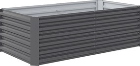 Floreira Grande Exterior Retangular em Aço Galvanizado para Terraço com Base Aberta 180x90x57,5 cm Cinzento