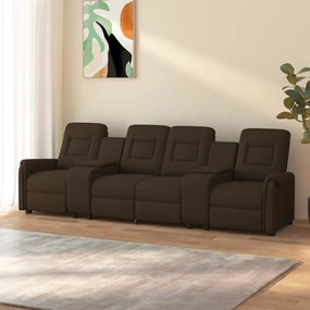 vidaXL Sofá reclinável 4 lugares c/ suportes copos couro art. castanho