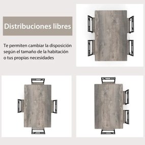 Conjunto de mesa de jantar retangular 110 cm x 70 cm x 76 cm e 4 cadeiras com estrutura metálica estilo industrial cinzento