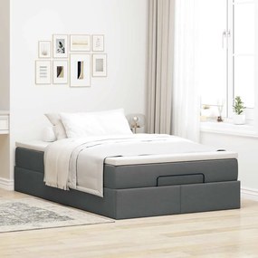 Estrutura cama otomana colchão 120x200cm tecido cinzento escuro