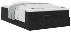 Cama otomana com colchão 120x190 cm veludo preto