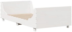 Cama sem colchão 90x200 cm madeira de pinho maciça branco