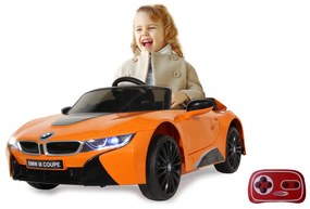 Carro elétrico infantil bateria BMW I8 Coupe 12V Controlo Remoto 2,4GHz Laranja