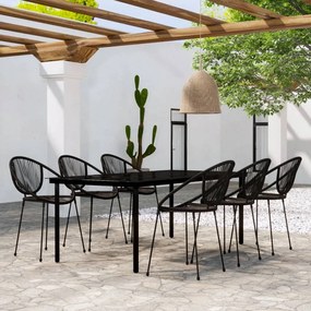 vidaXL 7 pcs conjunto de jantar para jardim preto
