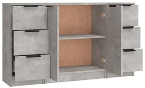 Aparadores 3 pcs derivados de madeira cinzento cimento