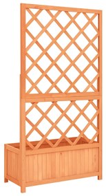 Vaso com treliça para jardim 70x30x135 cm abeto maciço castanho