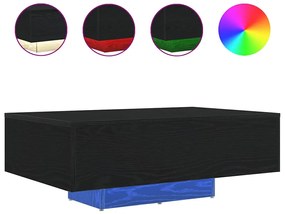 Mesa de Centro vidaXL com Luzes LED Carvalho Preto 85x55x31 cm