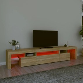 Móvel de TV com luzes LED 215x36,5x40 cm carvalho sonoma