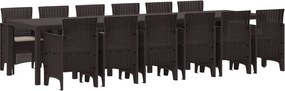 vidaXL Conjunto de Jantar para Jardim 13 pcs Castanho Rattan Polt