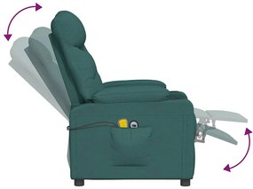 Poltrona elevatória de massagens tecido verde-escuro