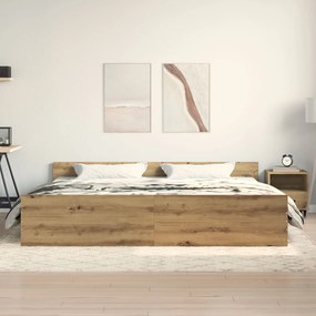 Cama vidaXL Artisan Carvalho 200x200 cm Madeira Ingenierada