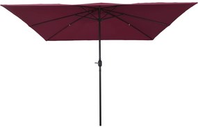 Parasol de Jardim Quadrado vidaXL 295x245 cm Vermelho Bordeaux
