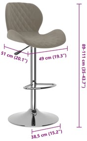 Bancos de bar 2 pcs veludo cinzento-claro