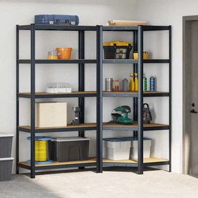 Estante 5 prateleiras 2 pcs madeira processada/aço antracite