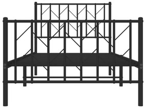 Estrutura de cama com cabeceira e pés 90x190 cm metal preto