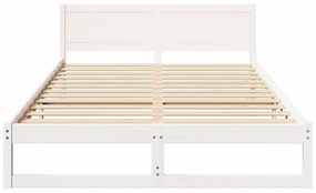 Estrutura de Cama Branca Madeira de Pinho Maciça 140 x 200 cm