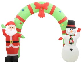 Arco Insuflável Natalício com Pai Natal e Boneco de Neve LED - 223 cm
