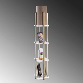 Candeeiro de Pé 7120 – Branco e Dourado – 25 x 25 x 130 cm