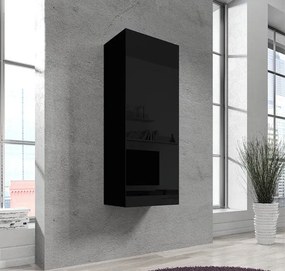Armário de Parede Pousada – 40x126 cm – Preto com Porta Curva Alto Bri