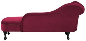 Chaise-longue à esquerda em veludo vermelho escuro NIMES Beliani