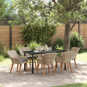 vidaXL Conjunto de sala de jantar 7 pcs Cinza claro e preto