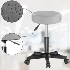 Banco trabalho de rodas em imitação de couro giratório de 360 cinzento
