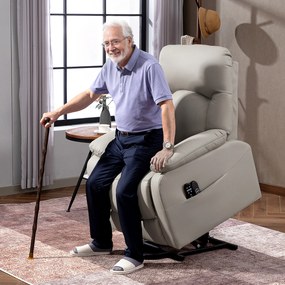 Poltrona elevatória elétrica, 89 x 94,5 x 103 cm poltrona relax elétrica com função de massagem e aquecimento, cinzenta
