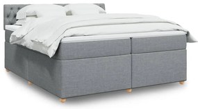 Cama com molas/colchão 200x200 cm tecido cinza-claro