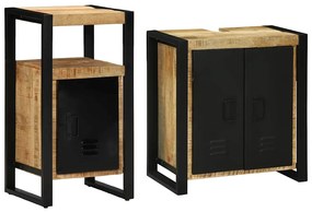 Conjunto de Móveis para Banheiro 2 pcs Madeira de manga rústica