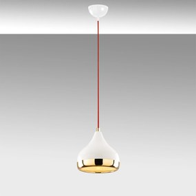Candeeiro de Teto Yildo – Branco, Vermelho, Dourado – Diâmetro 17 cm,