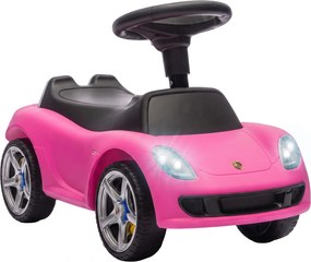 AIYAPLAY Carro de andar infantil Porsche com buzina, luzes e sons de motor, para 18–36 meses, Rosa | Aosom Portugal